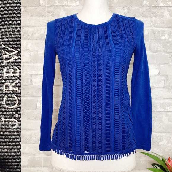 J.Crew | Blue Long Sleeve Scoop Neck Top Size XXS - Picture 2 of 12